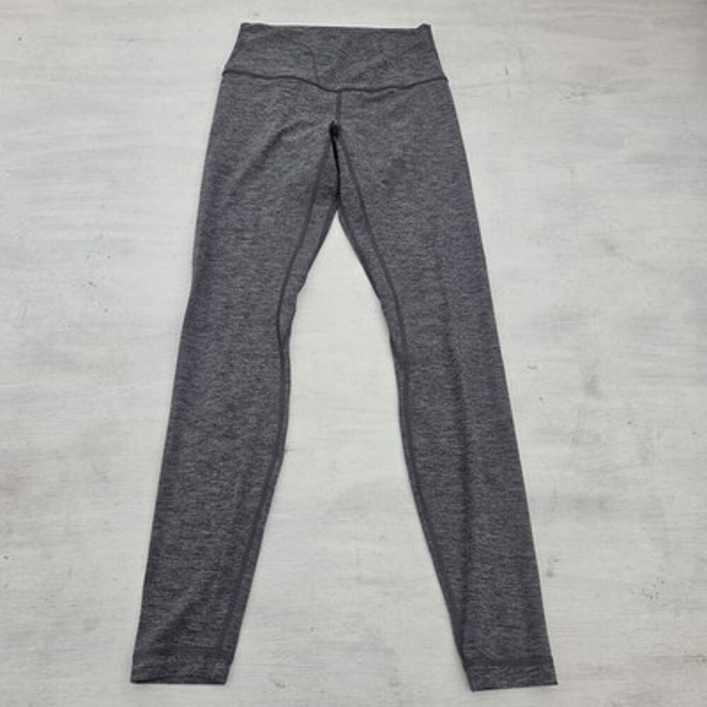 Lululemon Women's Leggings Size 6 Gray Heather Mid Rise Yoga Pants Gym Ankle